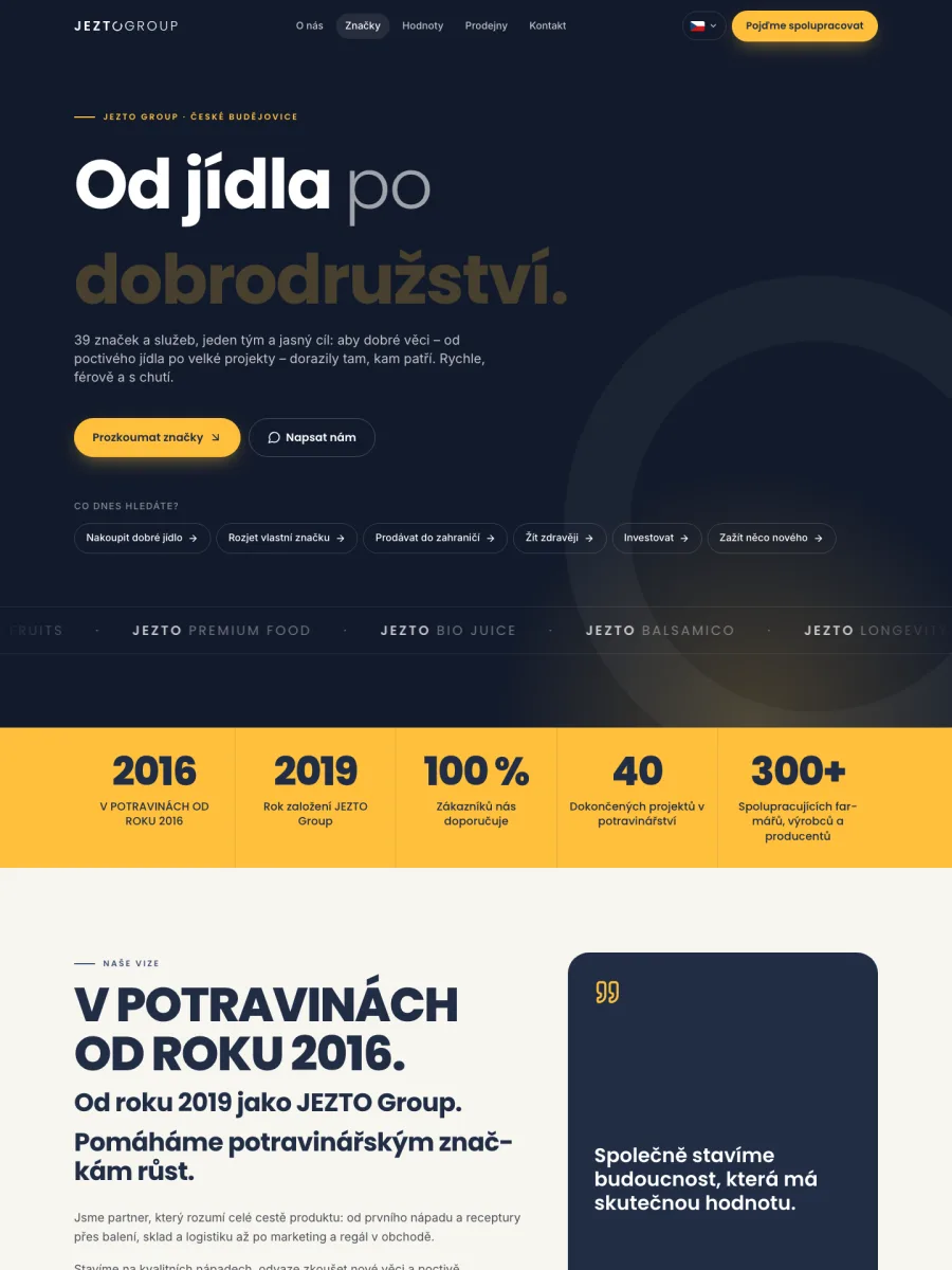 Úvod „Od jídla po export“